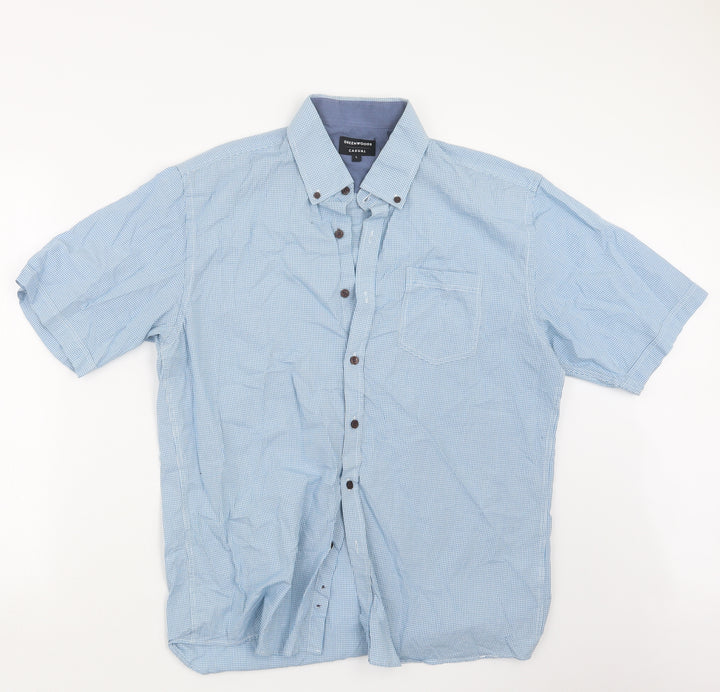 Greenwoods Mens Blue Check   Button-Up Size L