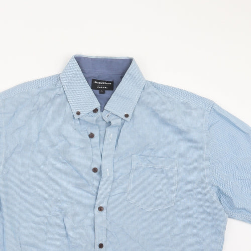 Greenwoods Mens Blue Check   Button-Up Size L