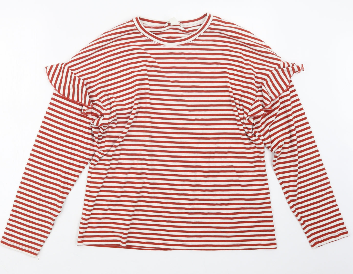 H&M Womens Red Striped  Basic T-Shirt Size L