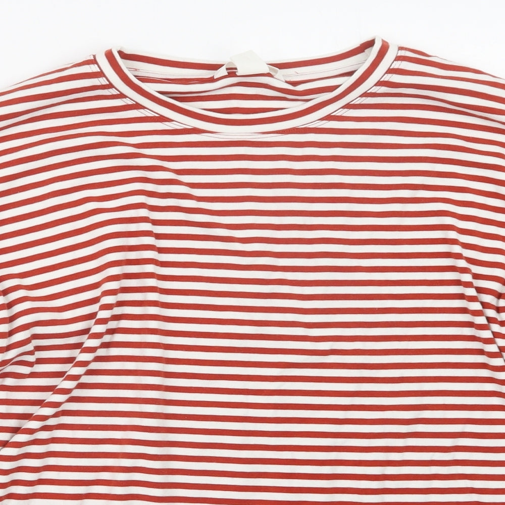 H&M Womens Red Striped  Basic T-Shirt Size L