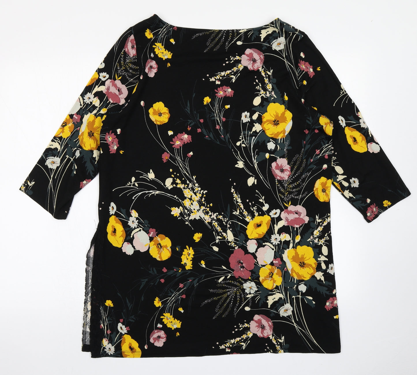 M&S Collection Womens Black Floral  Basic Blouse Size 18