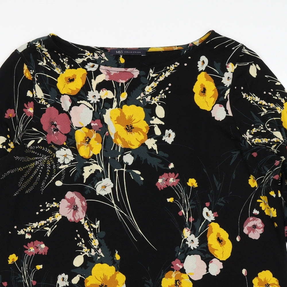 M&S Collection Womens Black Floral  Basic Blouse Size 18