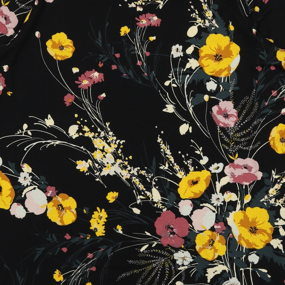 M&S Collection Womens Black Floral  Basic Blouse Size 18