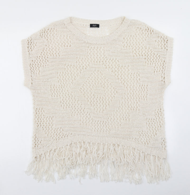 F&F Womens White Knit Pullover Jumper Size S