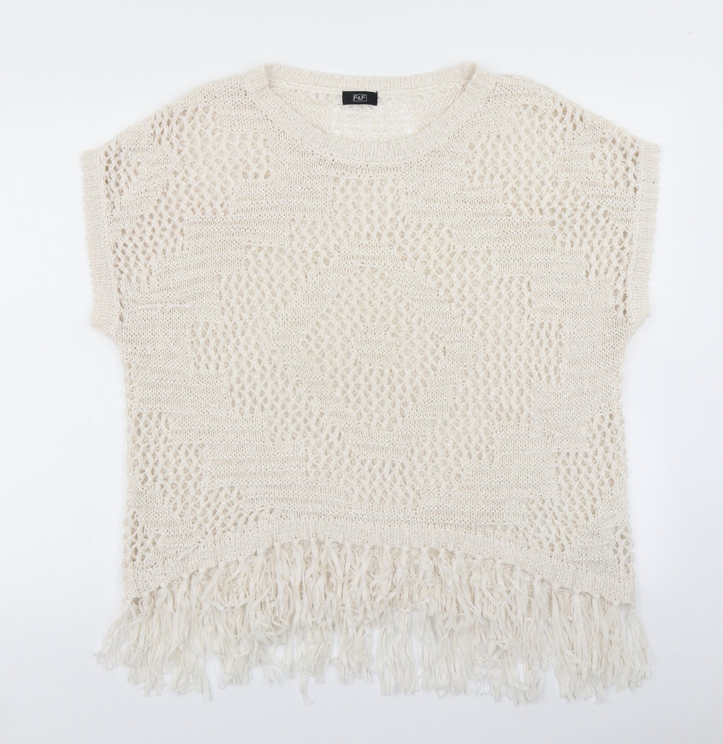F&F Womens White  Knit Pullover Jumper Size S