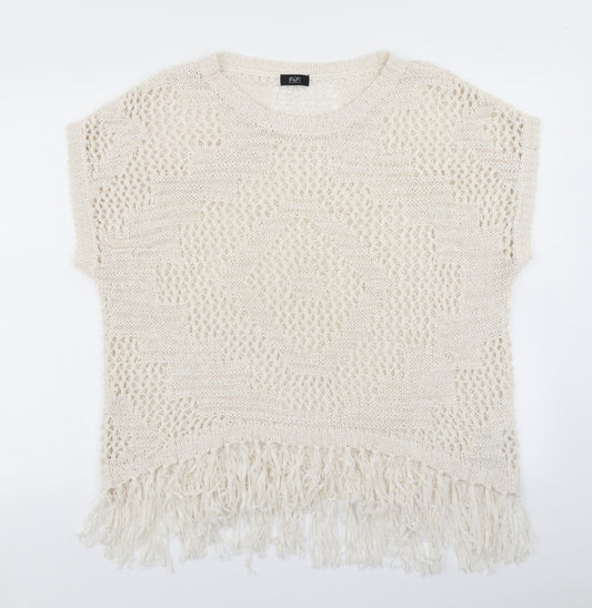 Front view of F&F women’s white knit jumper, size S