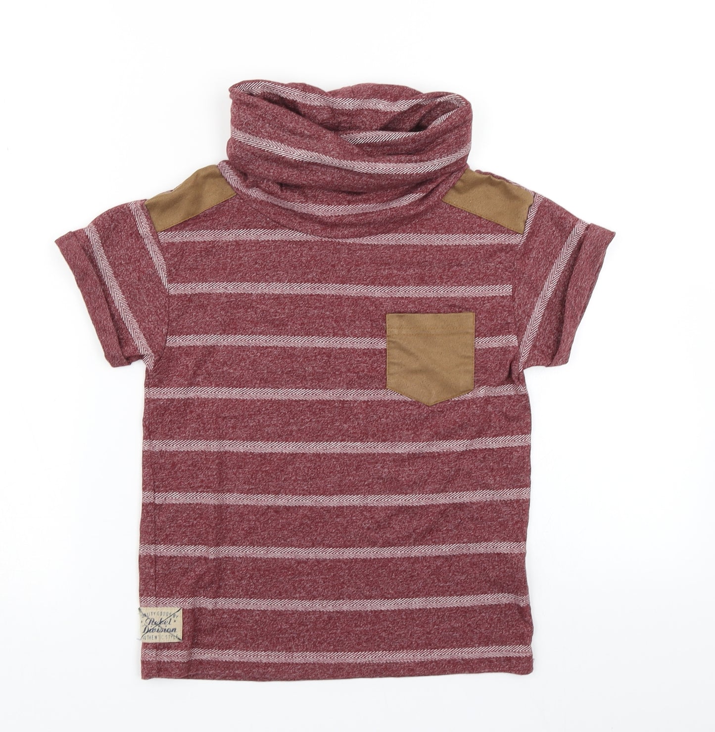 Rebel Boys Red Striped  Basic T-Shirt Size 5-6 Years