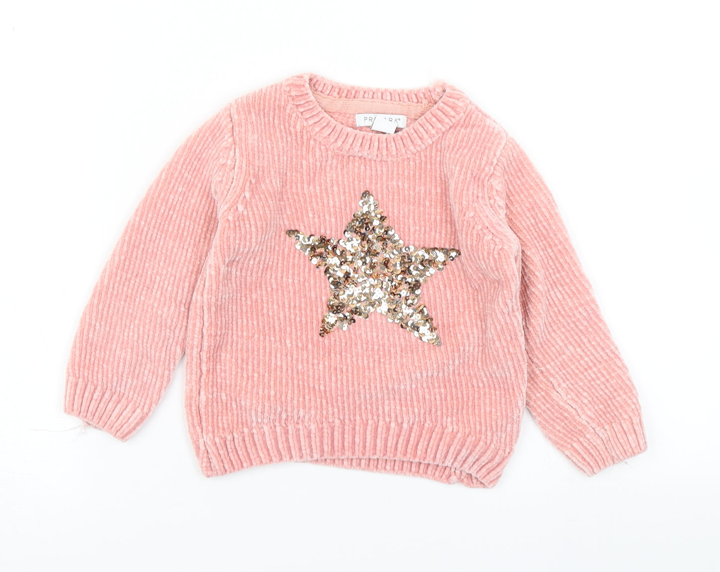 Primark Girls Pink  Knit Pullover Jumper Size 3-4 Years