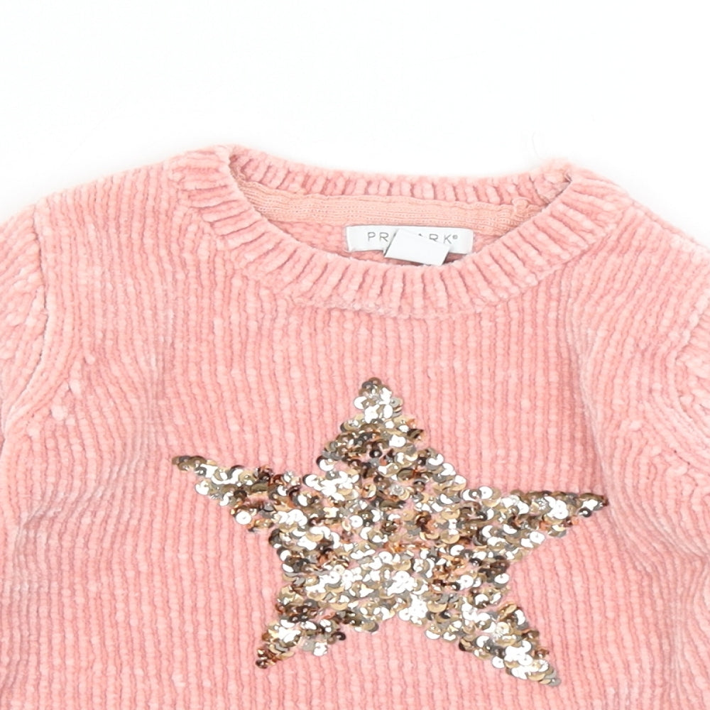 Primark Girls Pink  Knit Pullover Jumper Size 3-4 Years