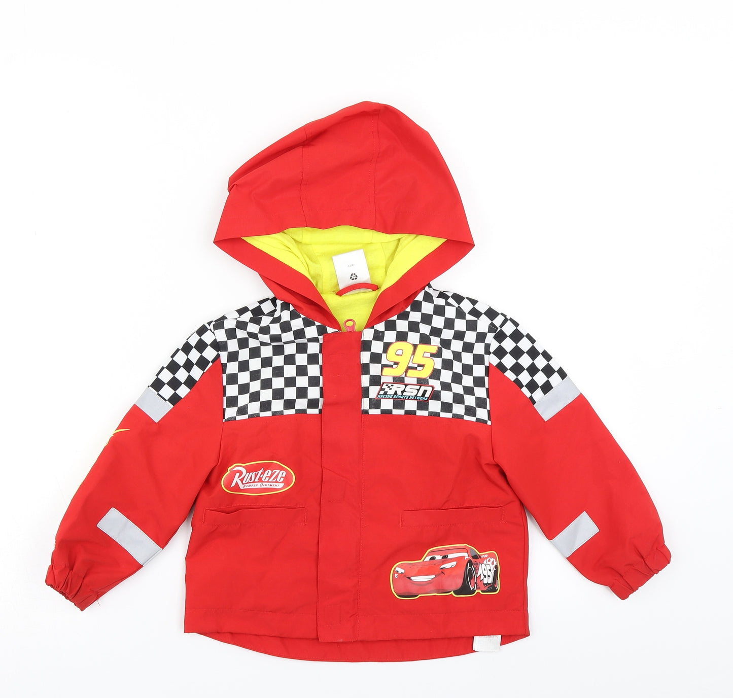 Disney Store Boys Red   Rain Coat Coat Size 2 Years  - Cars Lightning McQueen