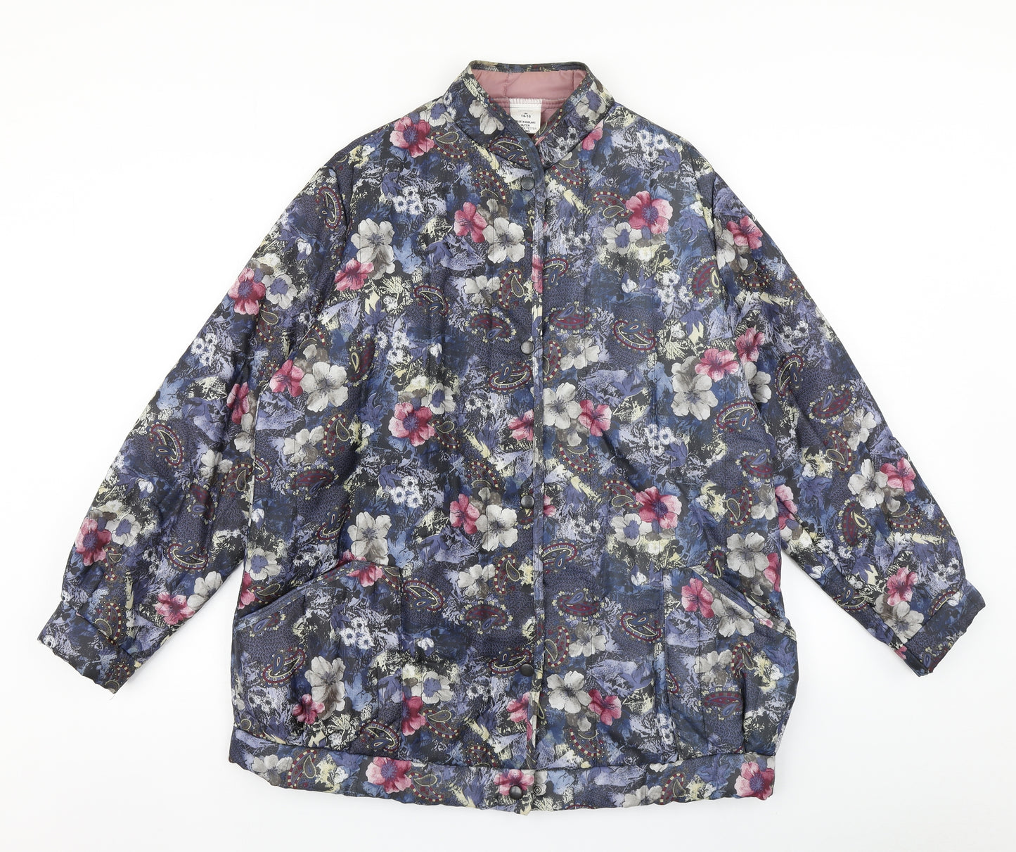 Preworn Womens Blue Floral  Pea Coat Coat Size M