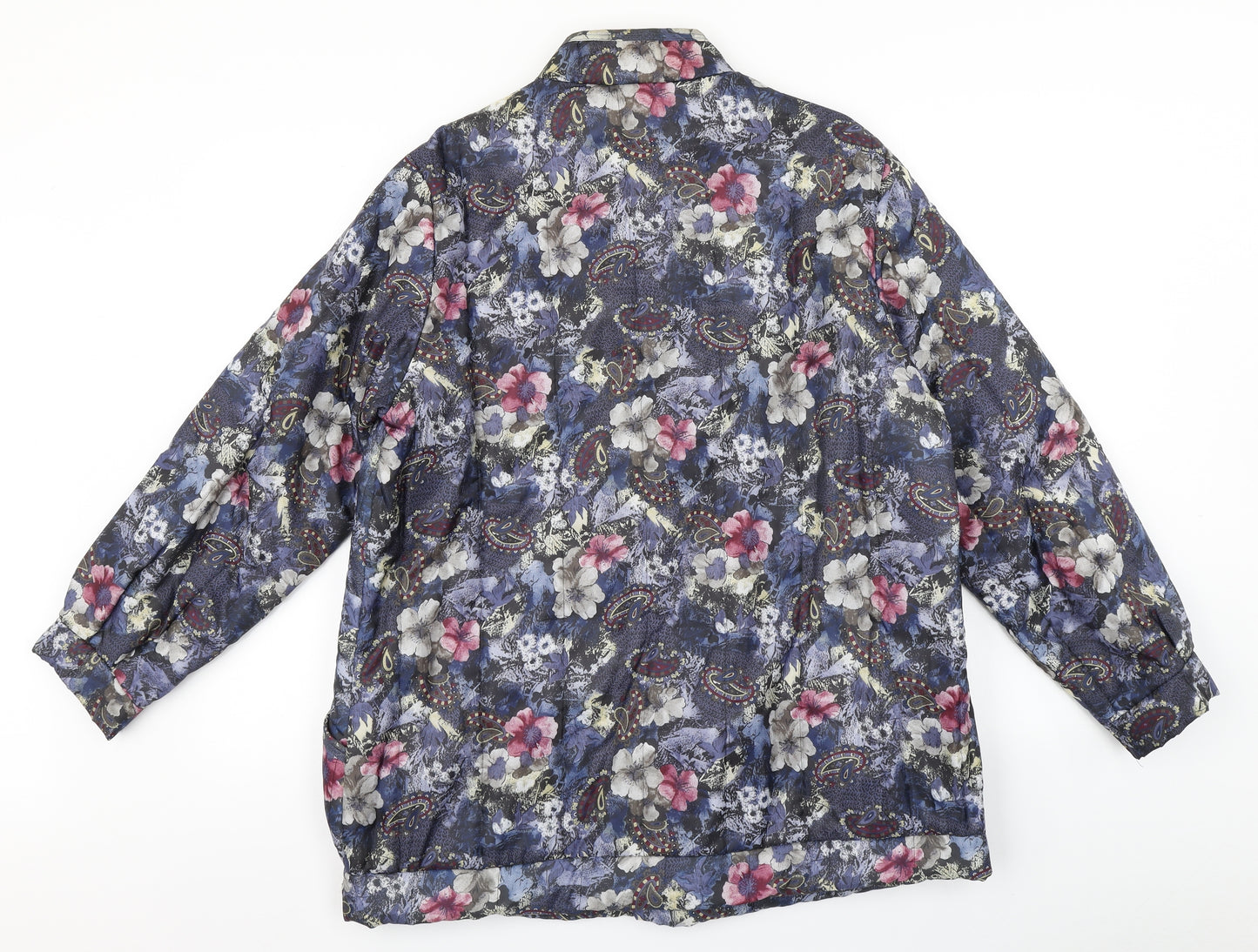 Preworn Womens Blue Floral  Pea Coat Coat Size M