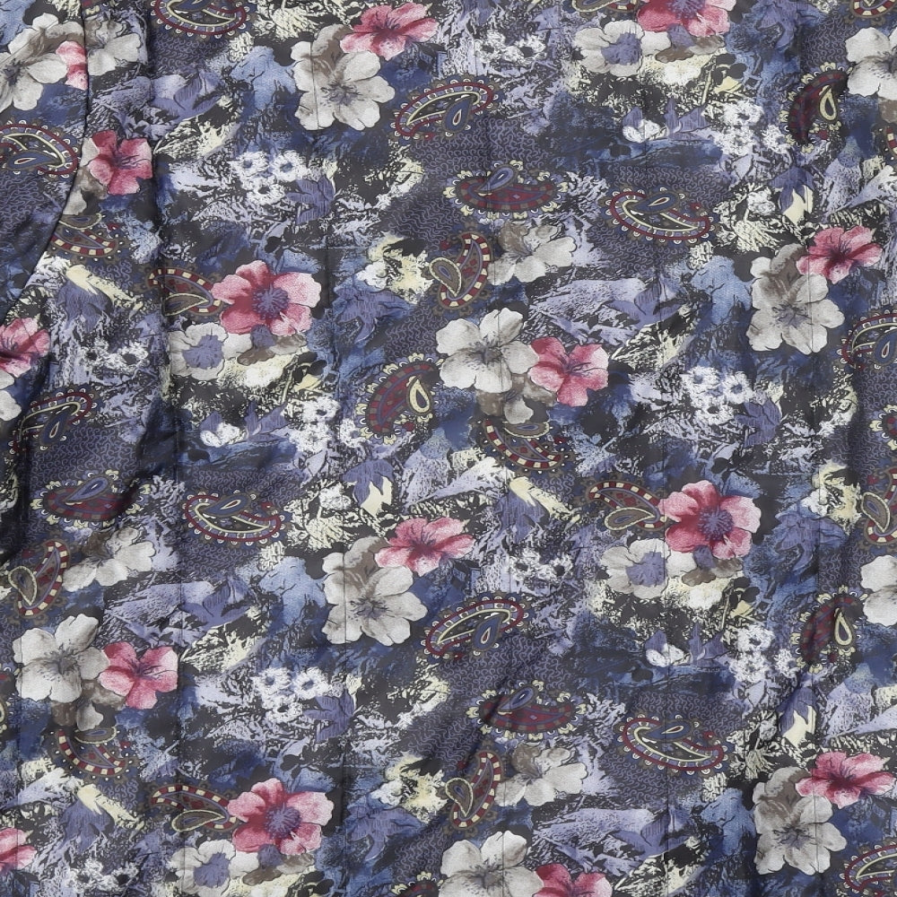 Preworn Womens Blue Floral  Pea Coat Coat Size M