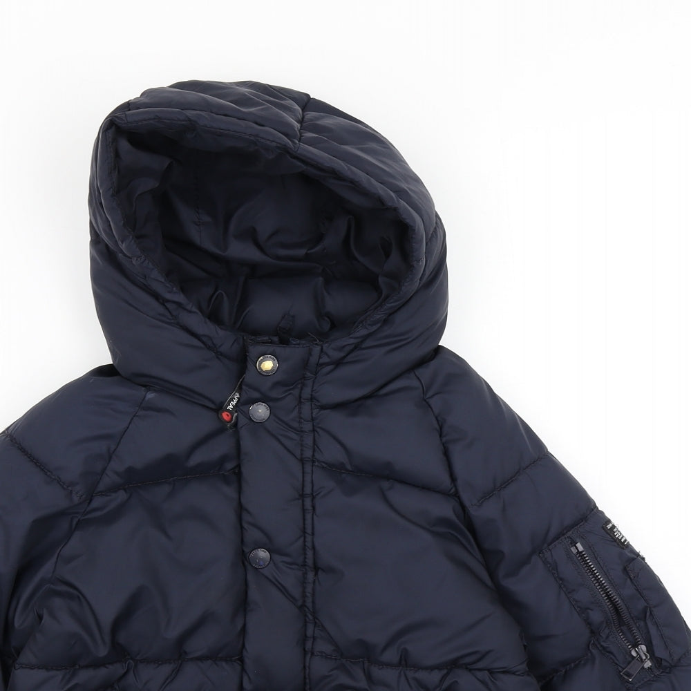 Zara Boys Blue   Puffer Jacket Coat Size 7 Years  - Fleece Lined