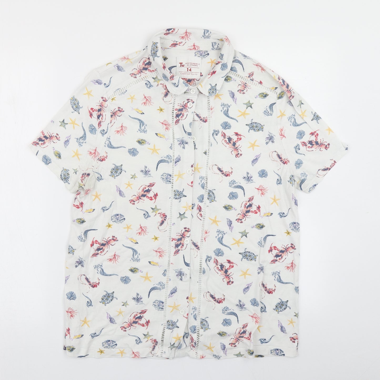 TU Womens White   Basic Button-Up Size 14