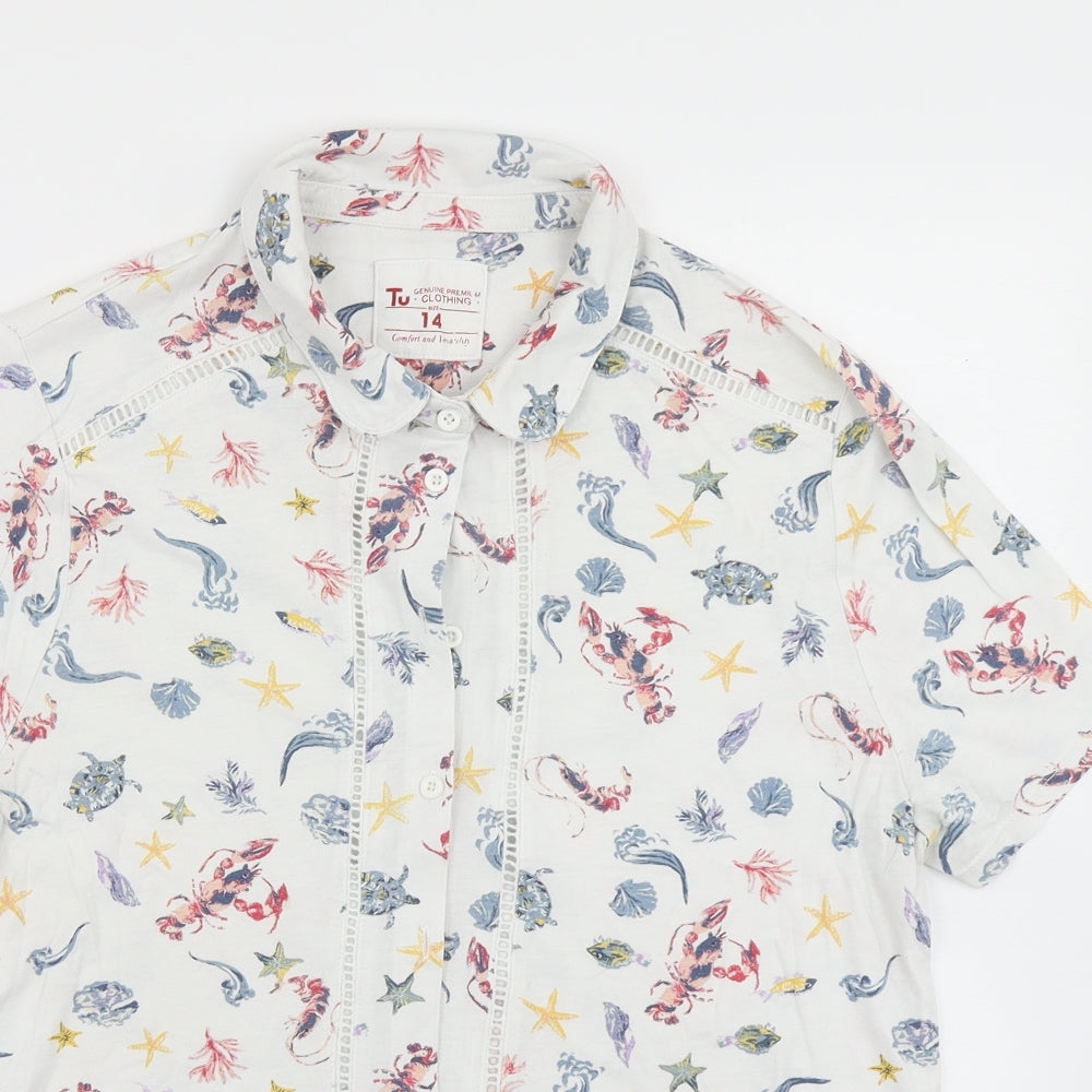 TU Womens White   Basic Button-Up Size 14