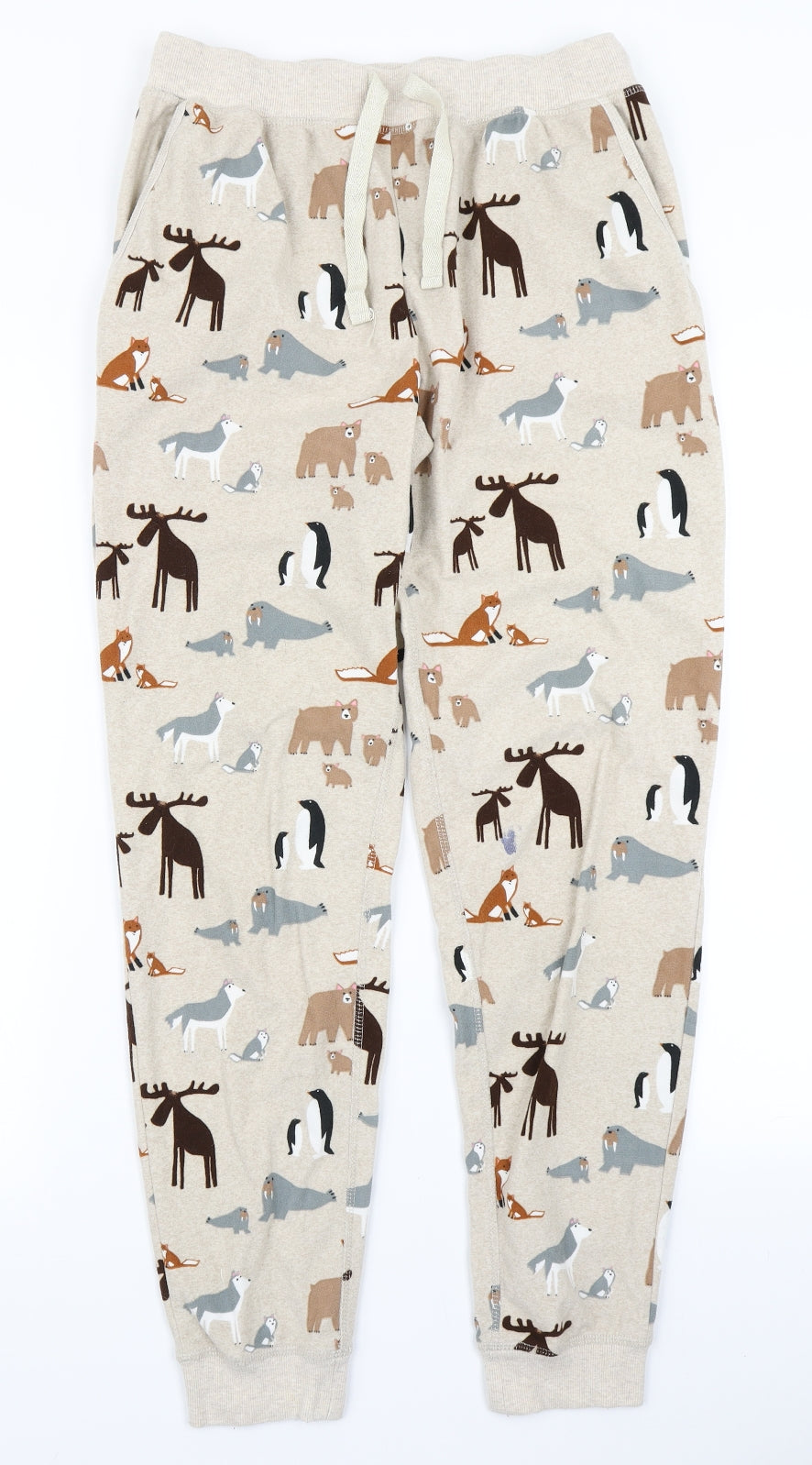 NEXT Womens Beige Solid  Capri Pyjama Pants Size M  - Woodland Creatures