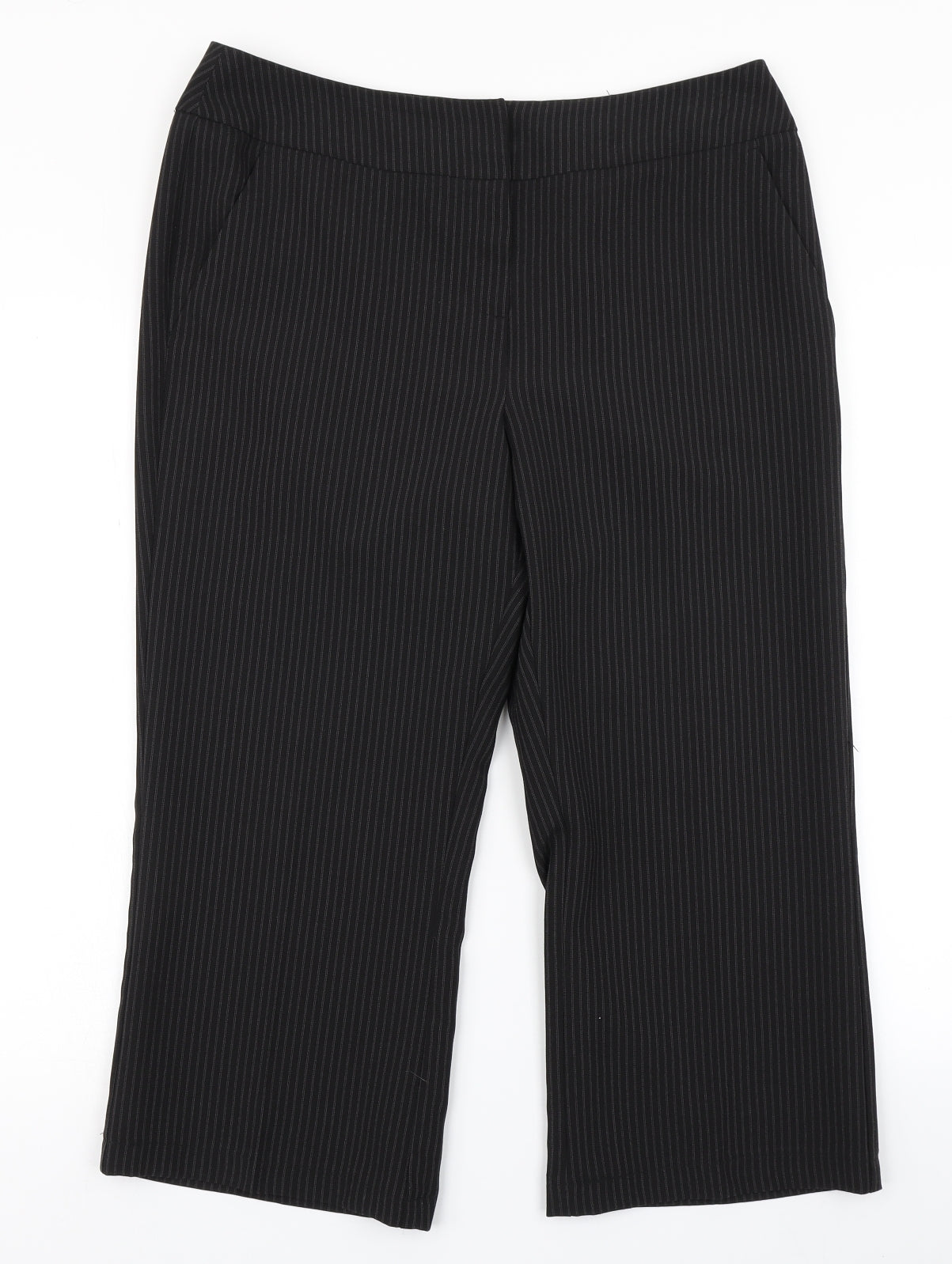Papaya Tailoring Womens Black Striped  Cropped Trousers Size 14 L22 in