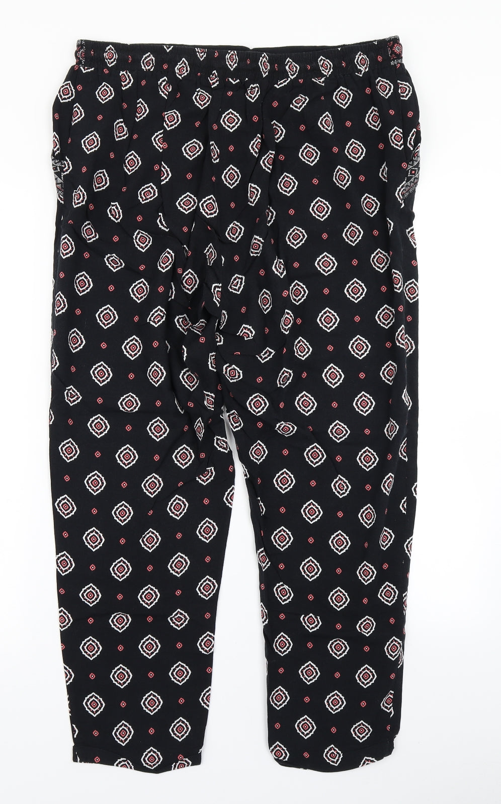 Primark Womens Black Argyle/Diamond  Harem Trousers Size 16 L24 in