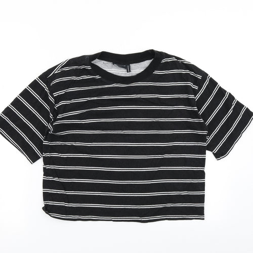 ASOS Womens Black Striped  Cropped T-Shirt Size 10