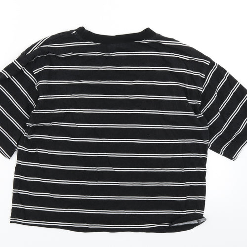 ASOS Womens Black Striped  Cropped T-Shirt Size 10