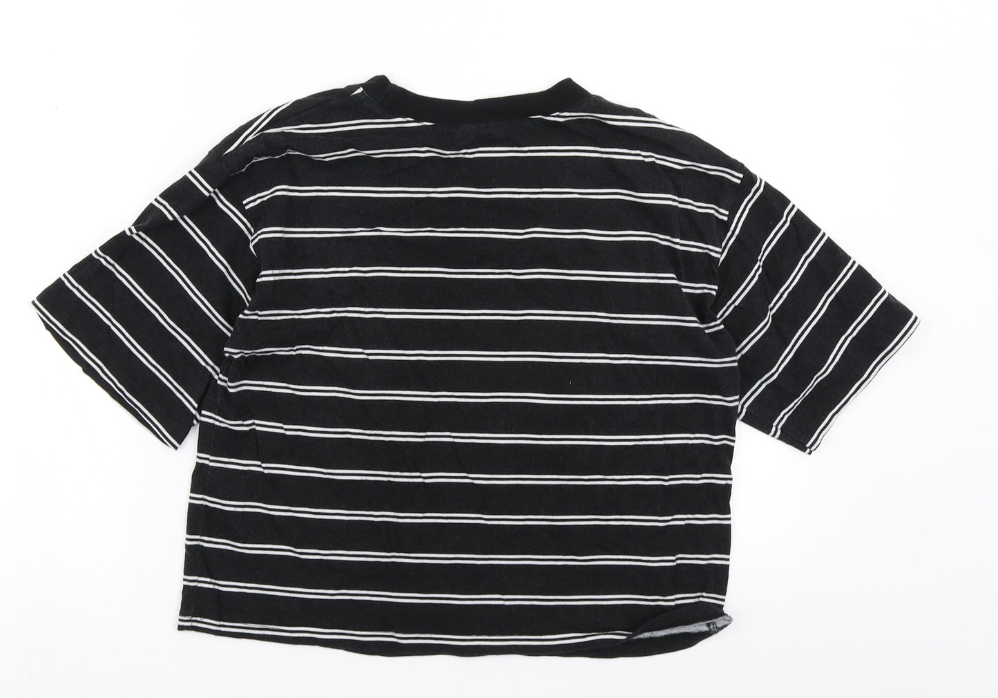 ASOS Womens Black Striped  Cropped T-Shirt Size 10