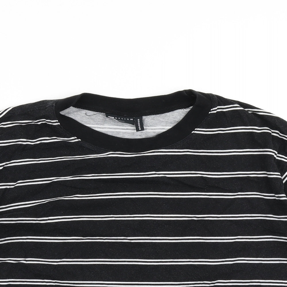 ASOS Womens Black Striped  Cropped T-Shirt Size 10