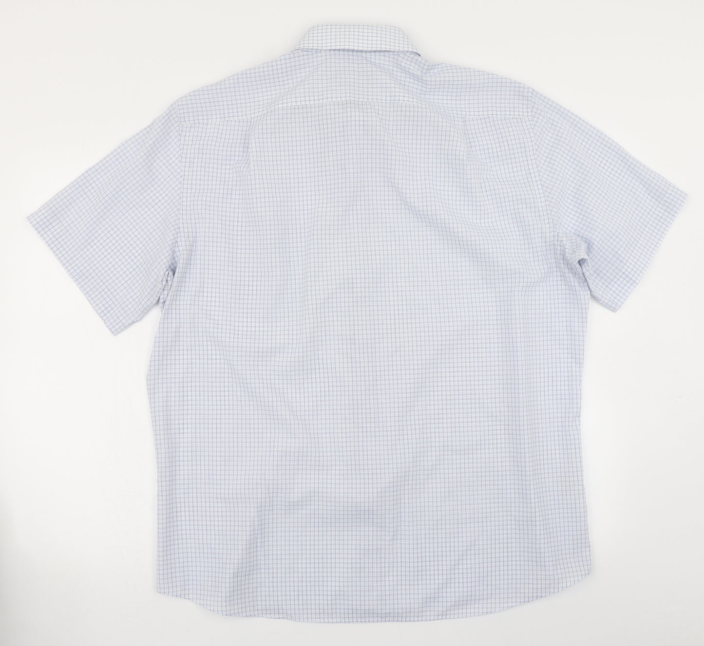 M&S Mens Blue Check   Button-Up Size 16.5