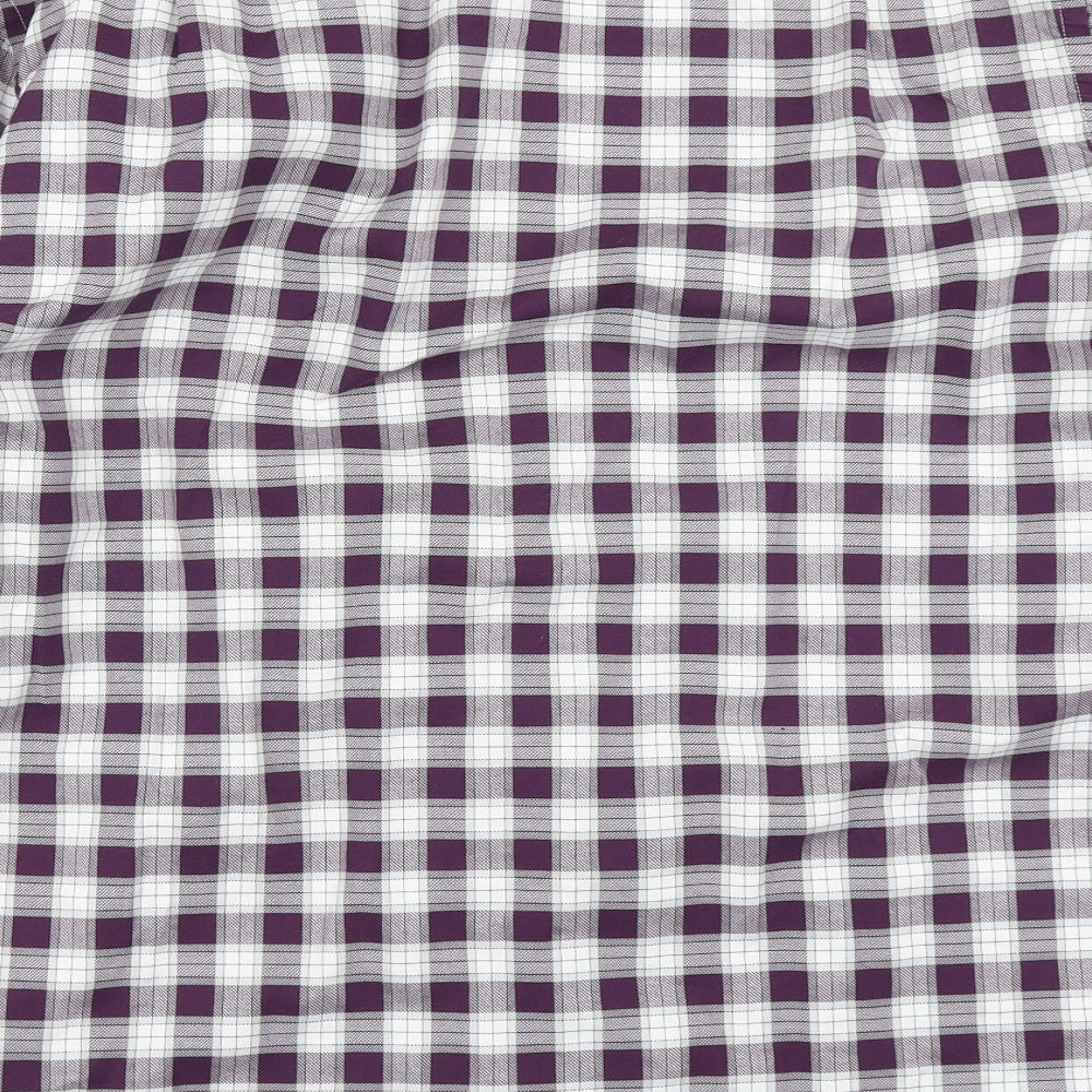 Charles Tyrwhitt Mens Purple Plaid   Button-Up Size L