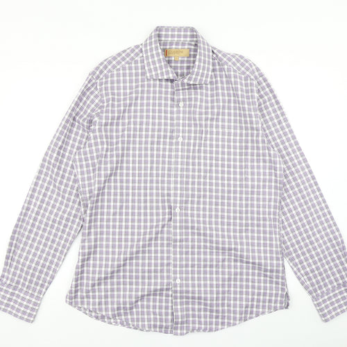 Collezione Mens Purple Plaid   Button-Up Size L