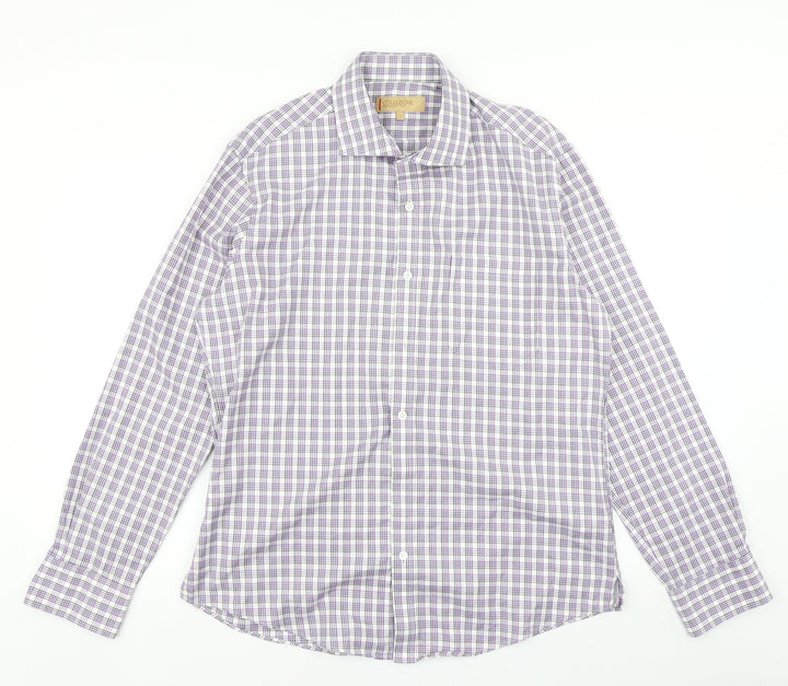 Collezione Mens Purple Plaid Button-Up Size L