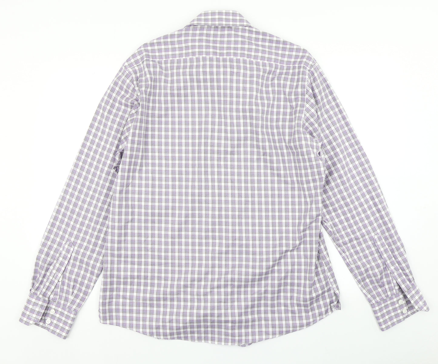 Collezione Mens Purple Plaid   Button-Up Size L