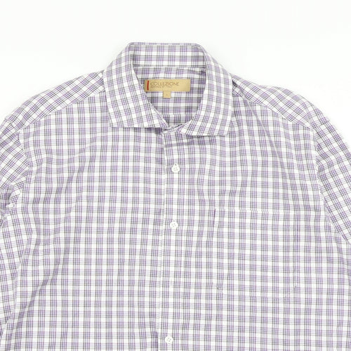Collezione Mens Purple Plaid   Button-Up Size L