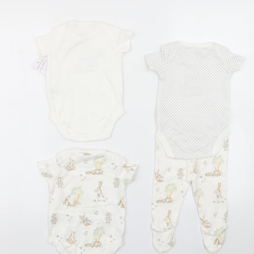 Tesco Baby White Polka Dot  Layette Set Outfit/Set Size 0-3 Months  - Guess how much i love you Rabbit