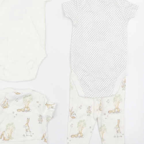 Tesco Baby White Polka Dot  Layette Set Outfit/Set Size 0-3 Months  - Guess how much i love you Rabbit