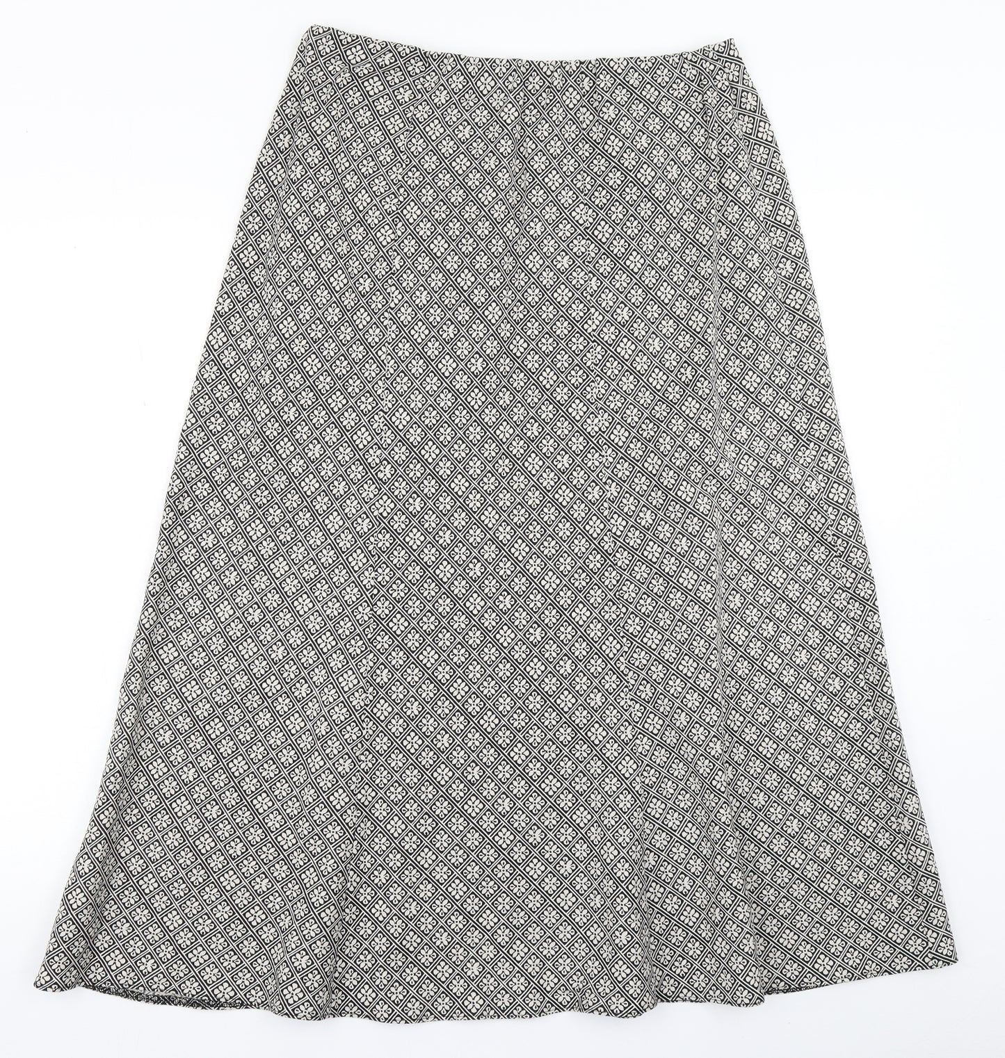 Classic Womens Black Floral  A-Line Skirt Size 12