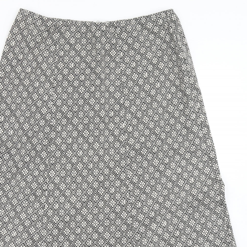 Classic Womens Black Floral  A-Line Skirt Size 12