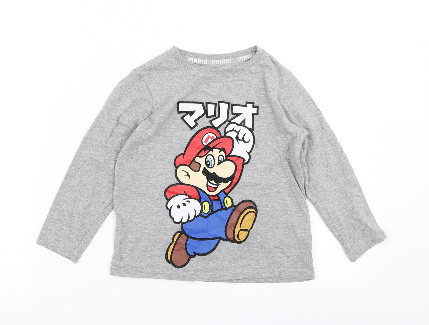Primark Boys Grey   Basic T-Shirt Size 3-4 Years  - Super Mario