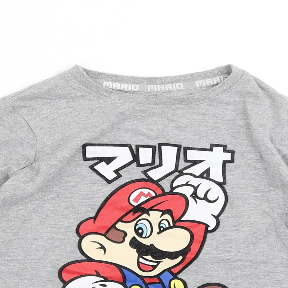 Primark Boys Grey   Basic T-Shirt Size 3-4 Years  - Super Mario
