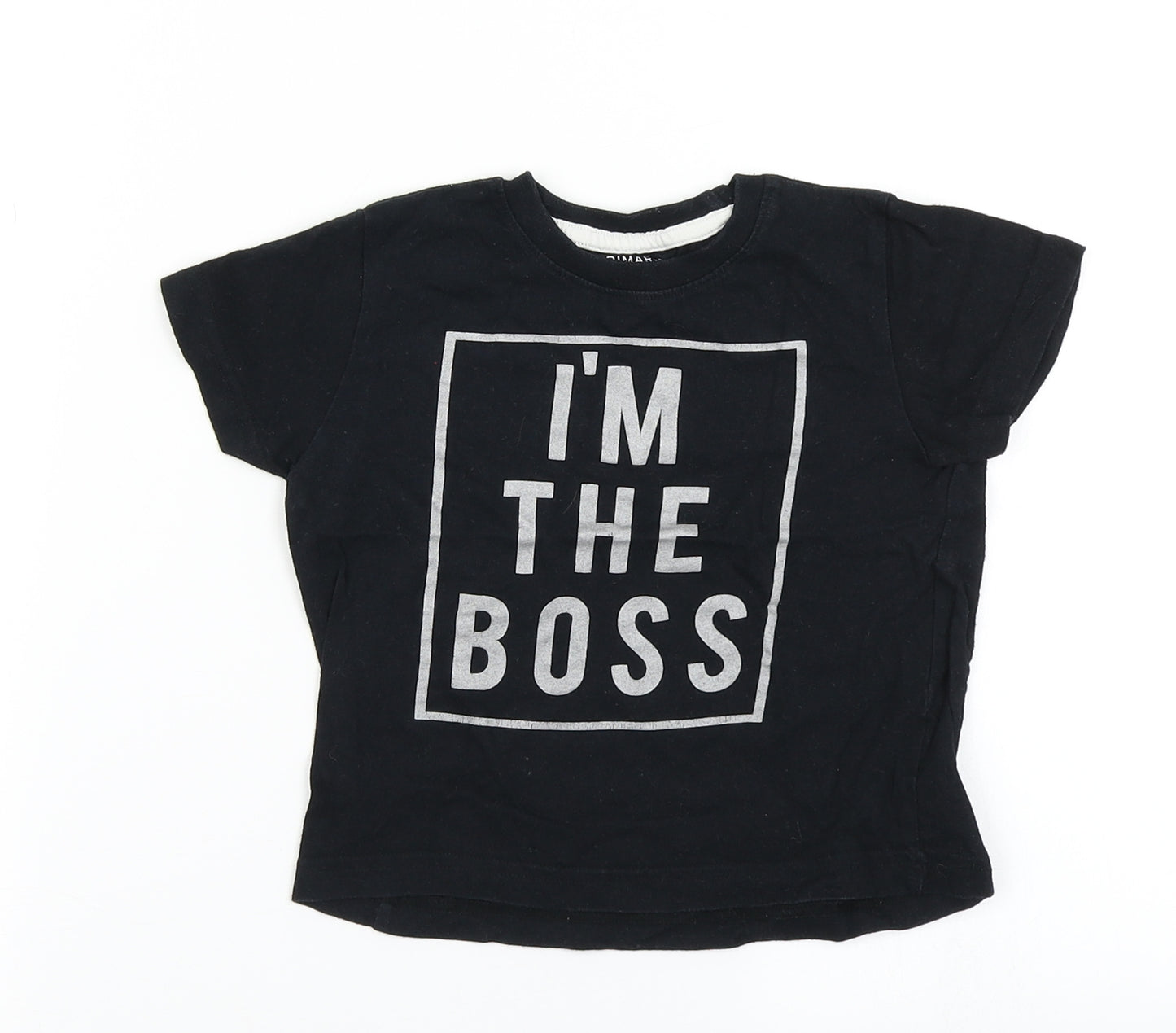 Primark Boys Black   Basic T-Shirt Size 2-3 Years