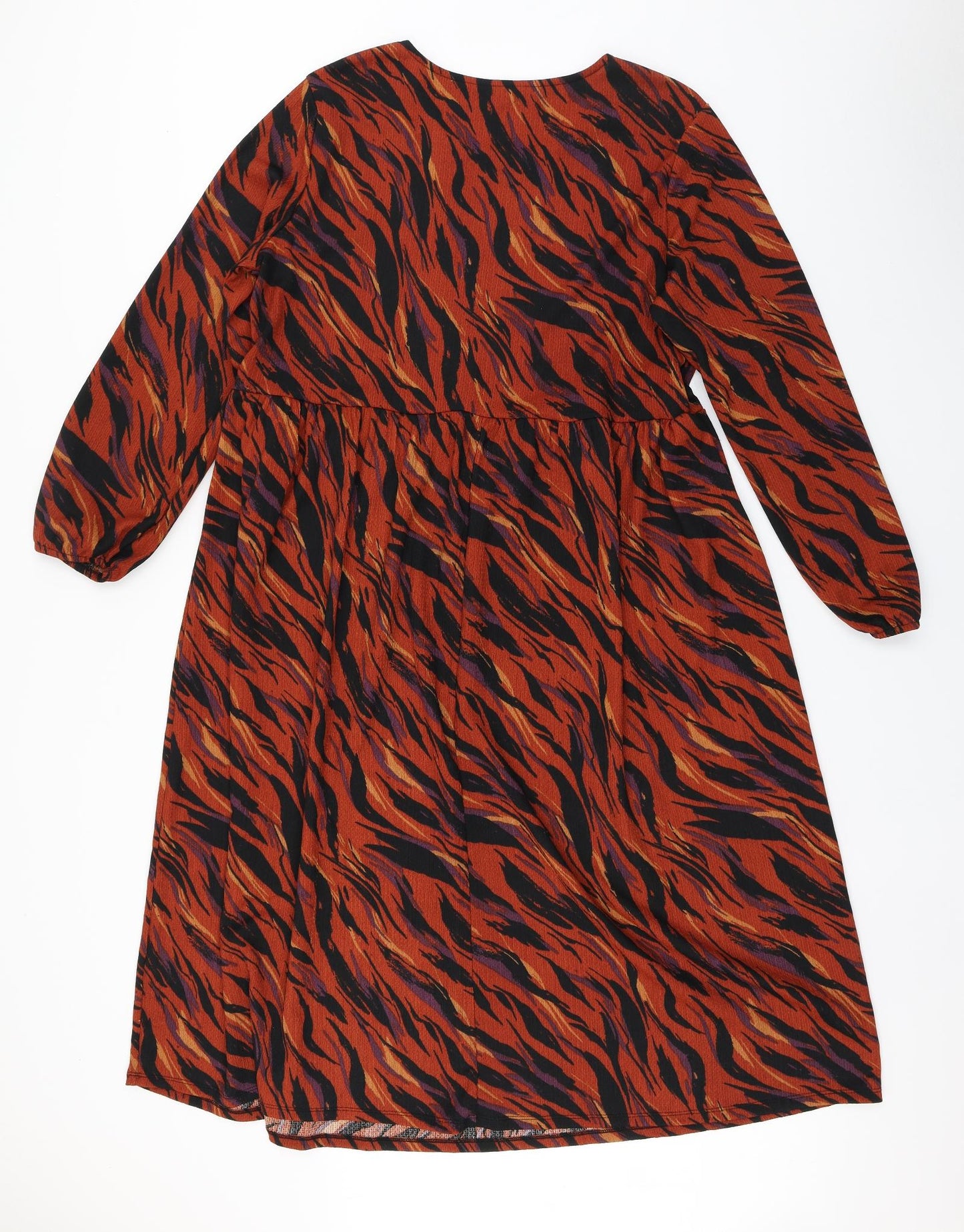 TU Womens Orange Animal Print  Fit & Flare  Size 18