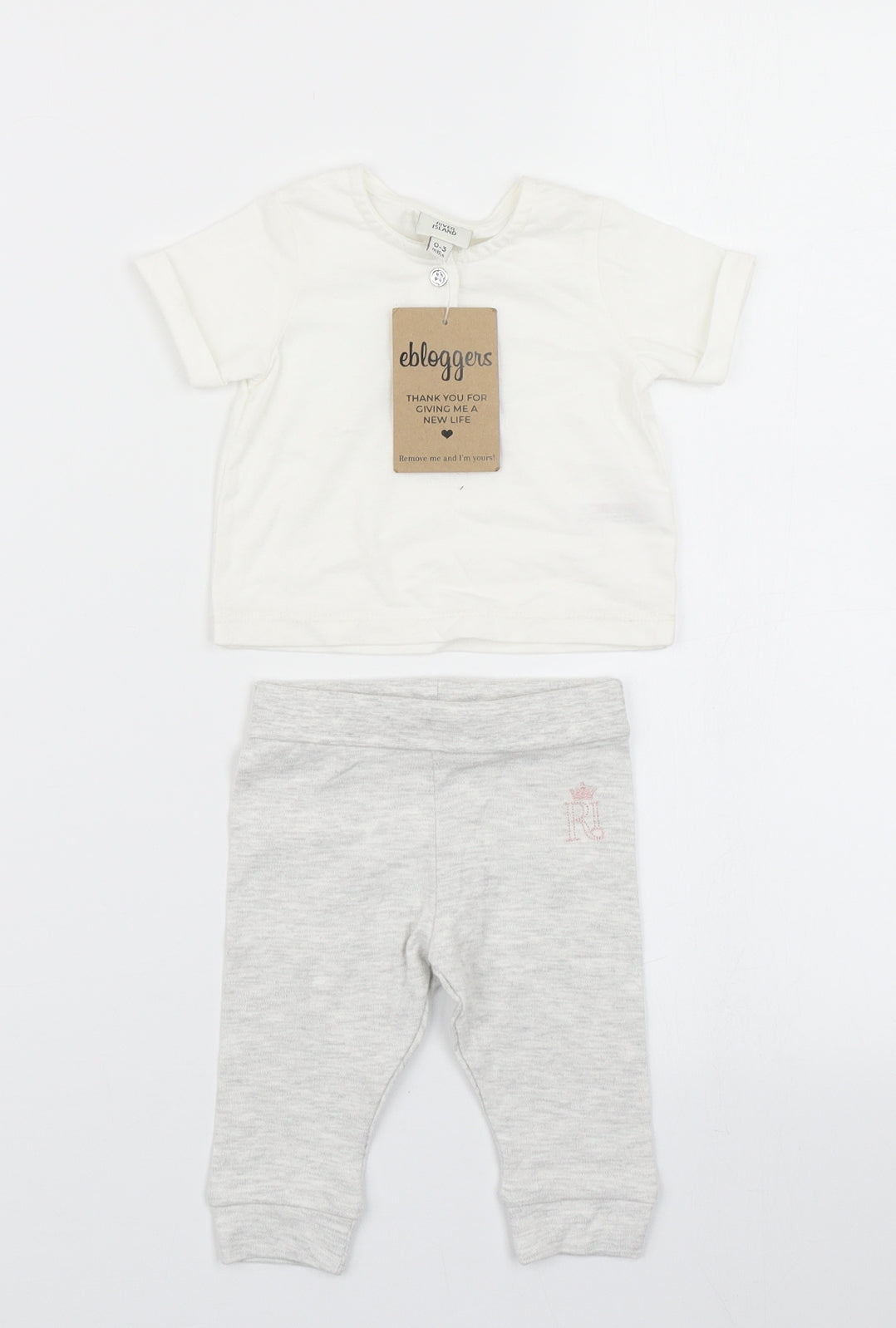 River Island Girls Grey   Trousers Set Outfit/Set Size 0-3 Months