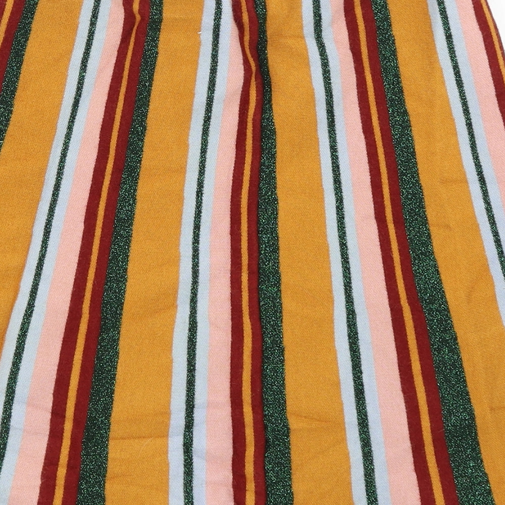 Preworn Womens Yellow Striped  A-Line Skirt Size L