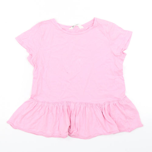 H&M Girls Pink   Basic T-Shirt Size 9-10 Years  - Peplum