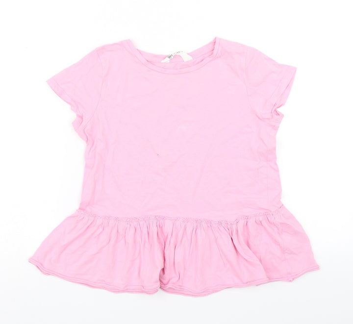 H&M Girls Pink   Basic T-Shirt Size 9-10 Years  - Peplum