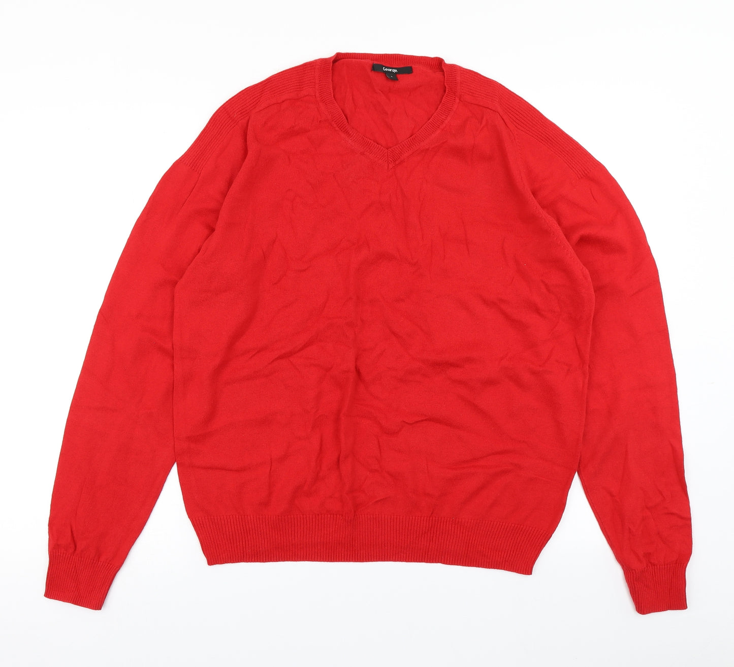 George Mens Red  Knit Pullover Jumper Size L