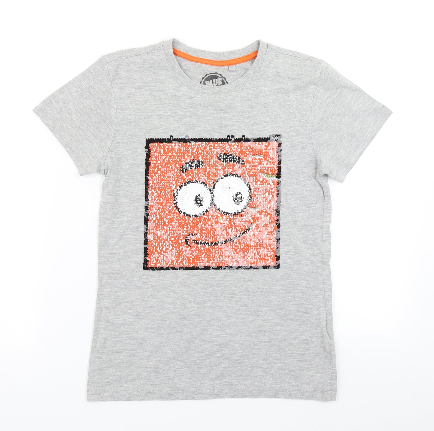 Bluezoo Boys Grey   Basic T-Shirt Size 9 Years  - Reversible sequins