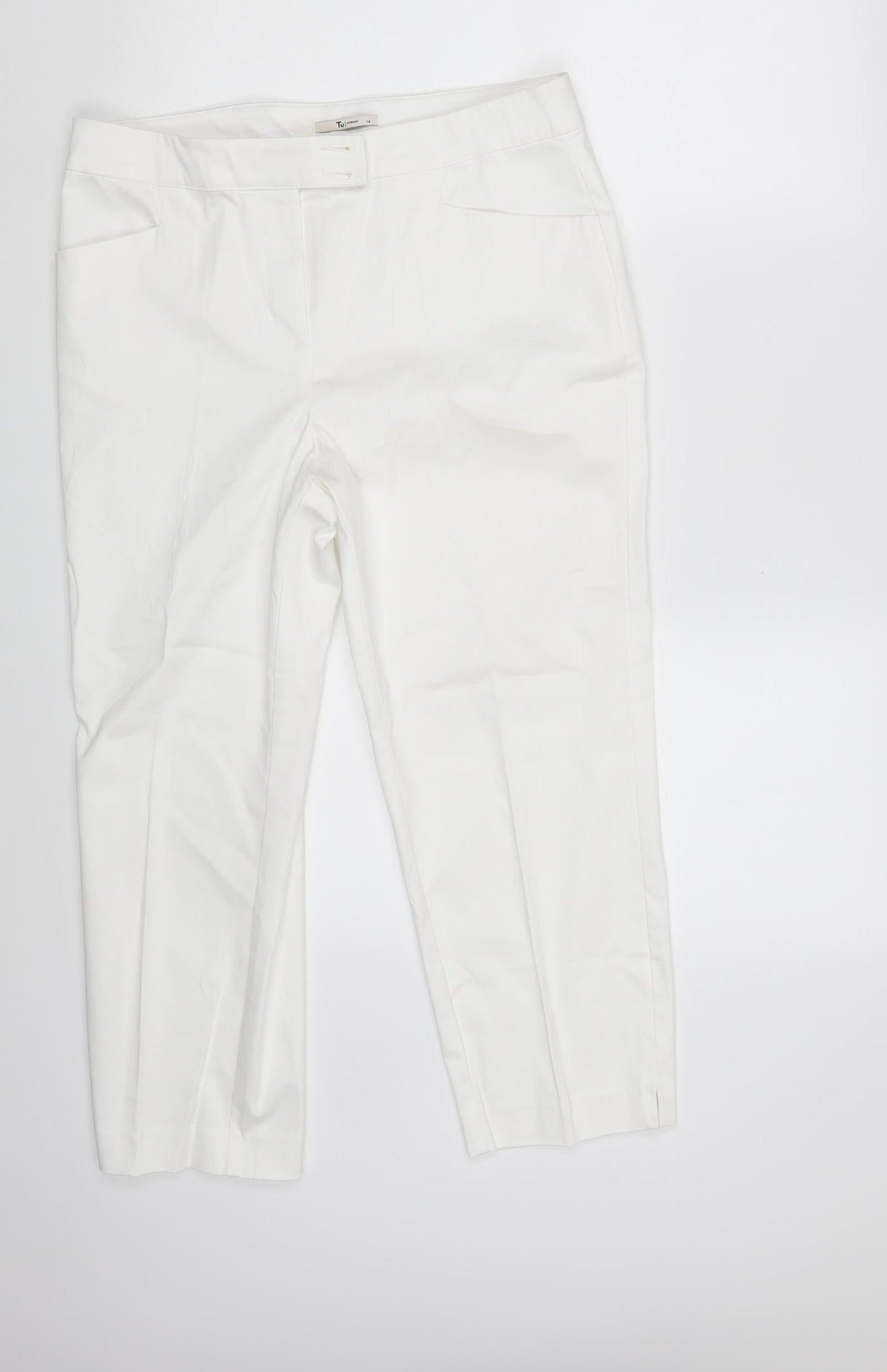 TU Womens White   Capri Trousers Size 14 L22 in