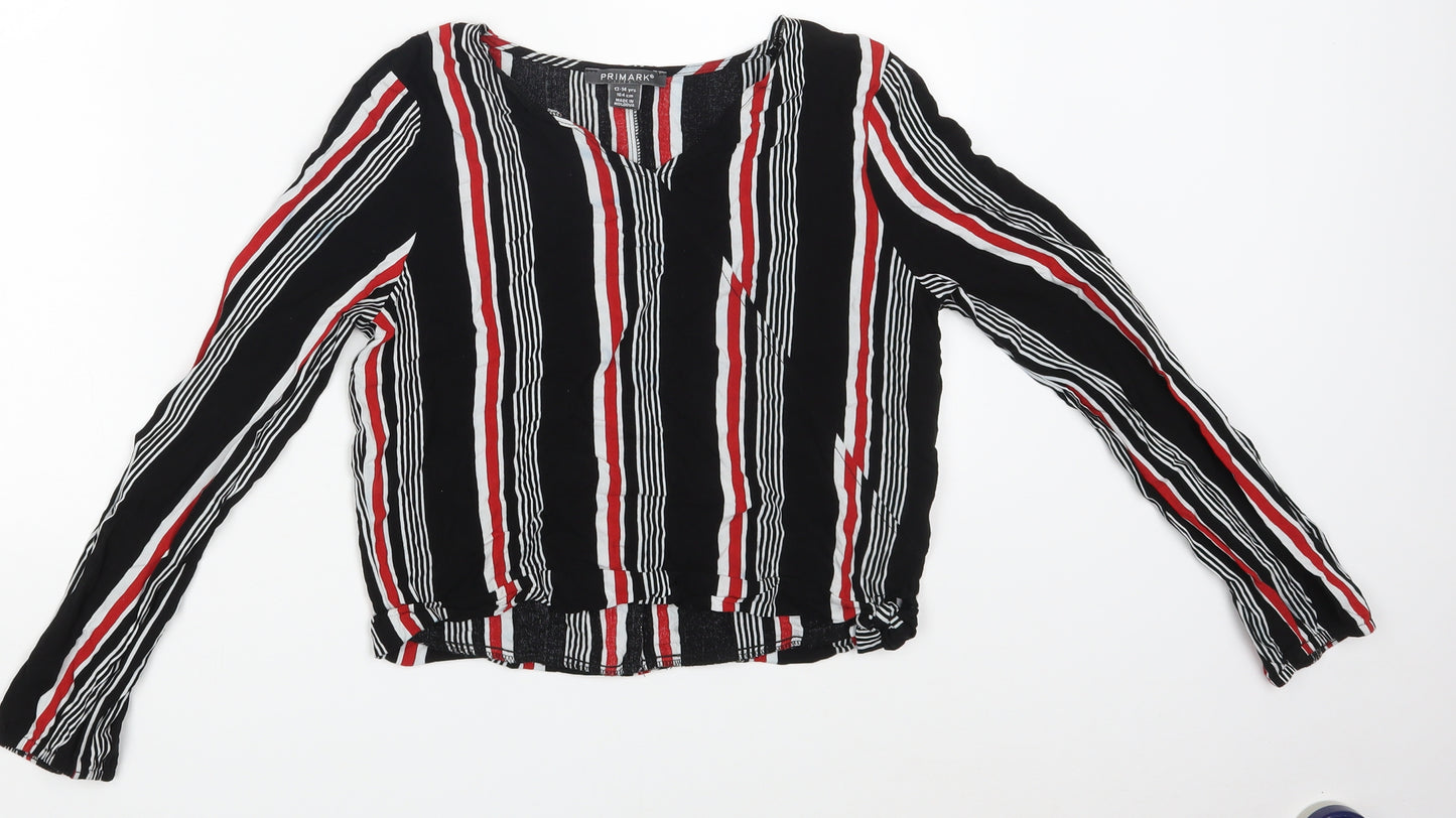 Primark Girls Multicoloured Striped  Basic T-Shirt Size 13-14 Years