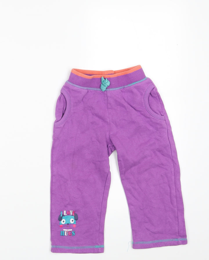 George Girls Purple   Jogger Leggings Size 24 Months  - Waist 18in; Inside leg 12in